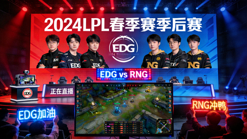 英雄联盟LPL春季赛季后赛EDG对阵RNG的现场直播画面